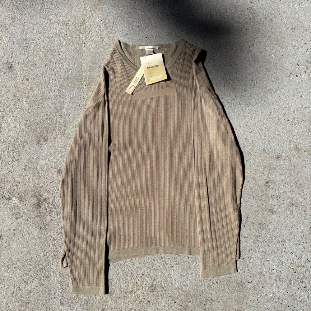 NWT Perry Ellis Vintage 2002 Silk Cotton Ribbed Sweater Canyon Brown XL